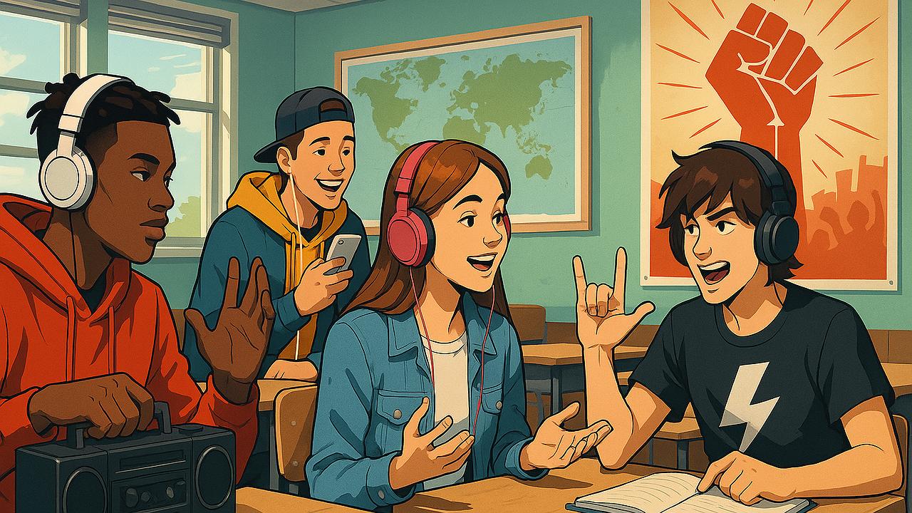 Klassenzimmer: Musik, aber auch politische Botschaften