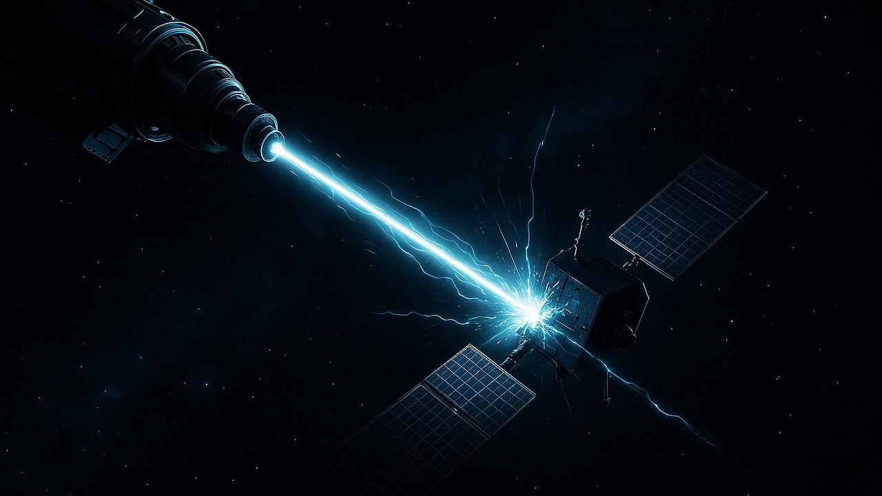 Teilchenstrahl-Waffen-System im Weltraum