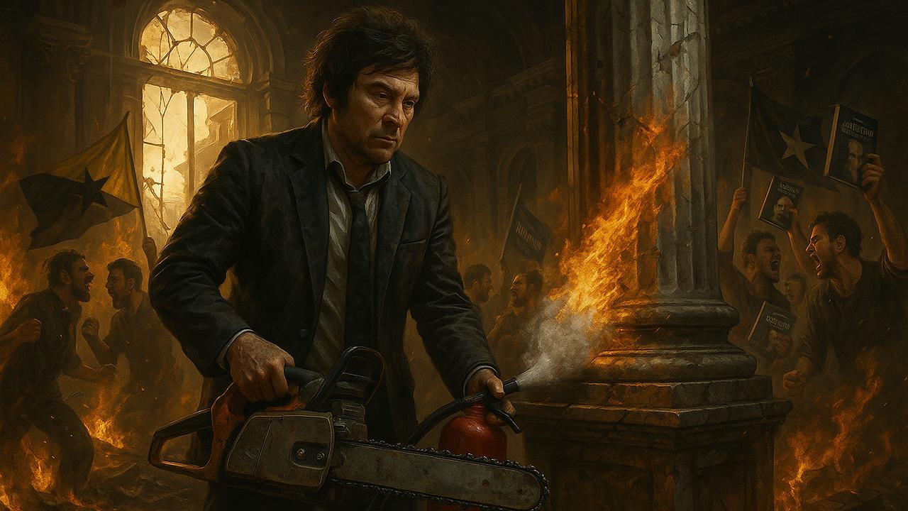 Während das Haus brennt, streiten wir uns über den Feuerlöscher. Milei löscht erst mal – und wir sollten endlich mithelfen.