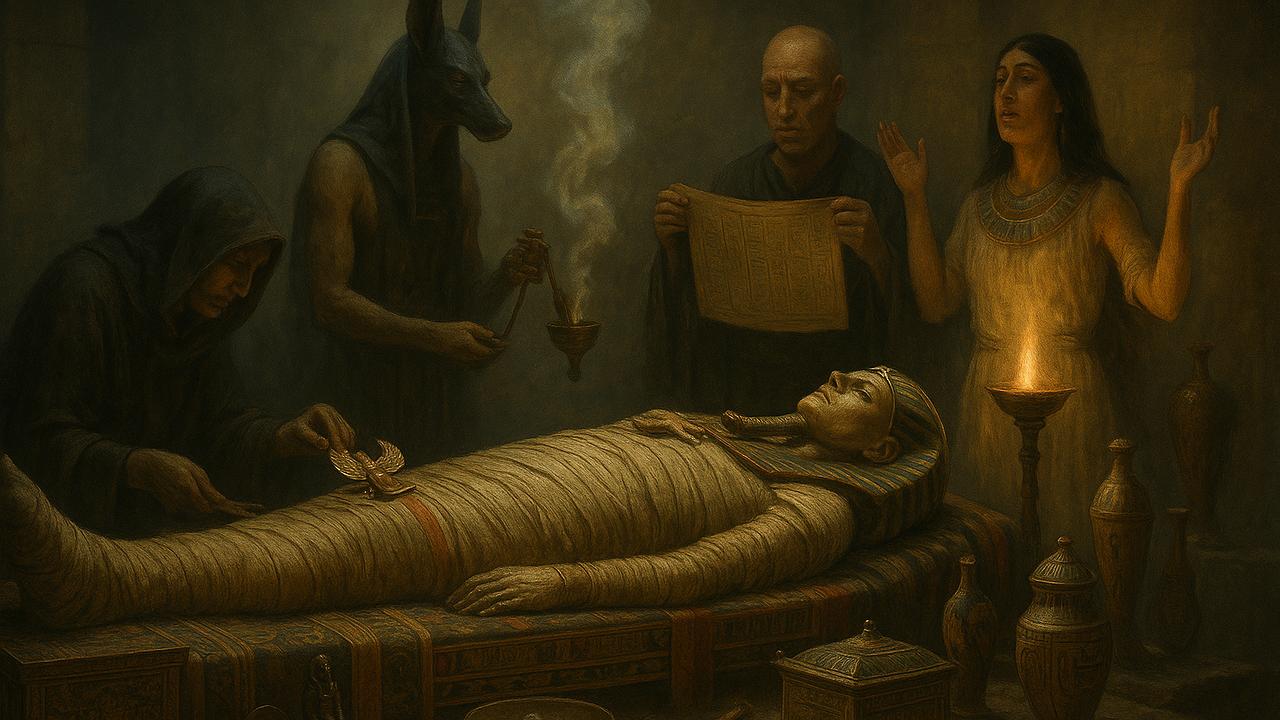 Religion: Symbolische Darstellung der Verleugnung des Todes und der Illusion der Verfügbarkeit