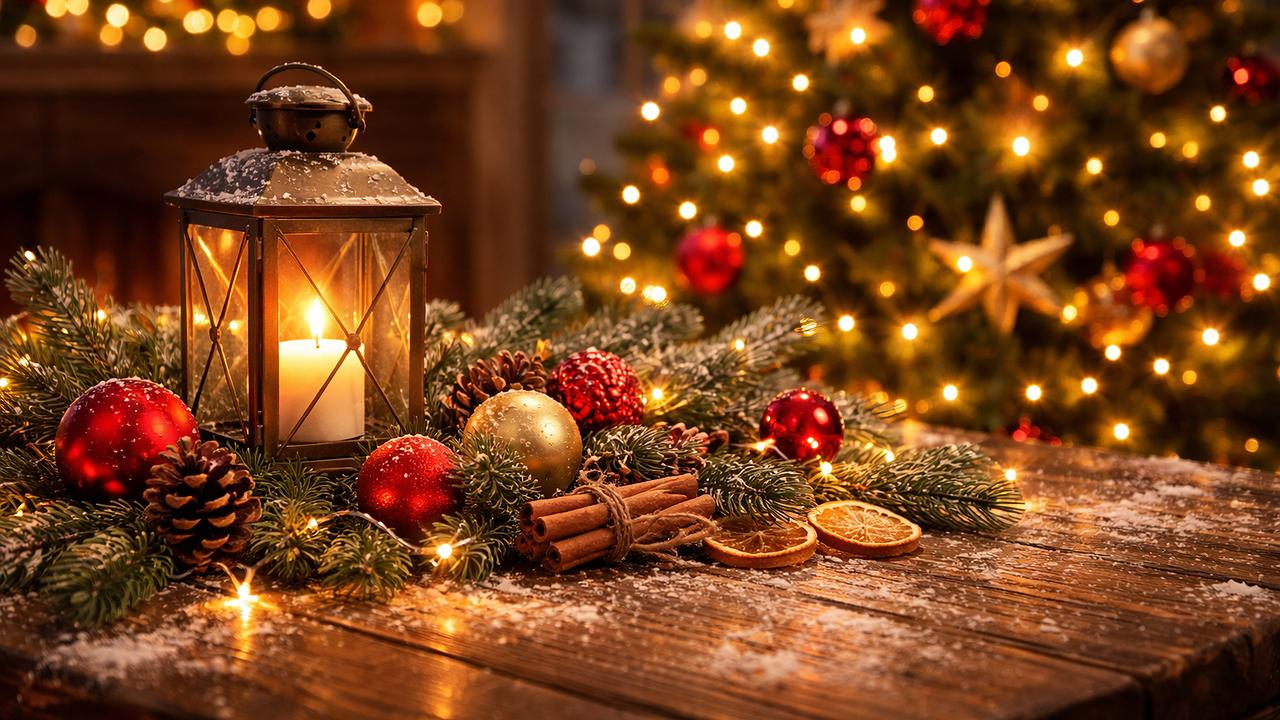Ein Moment der Ruhe: Lichterglanz, Tannenzweige und winterliche Wärme