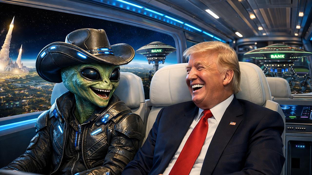 Donald J. Trump und ein Extraterrestrischer (KI-Bild)