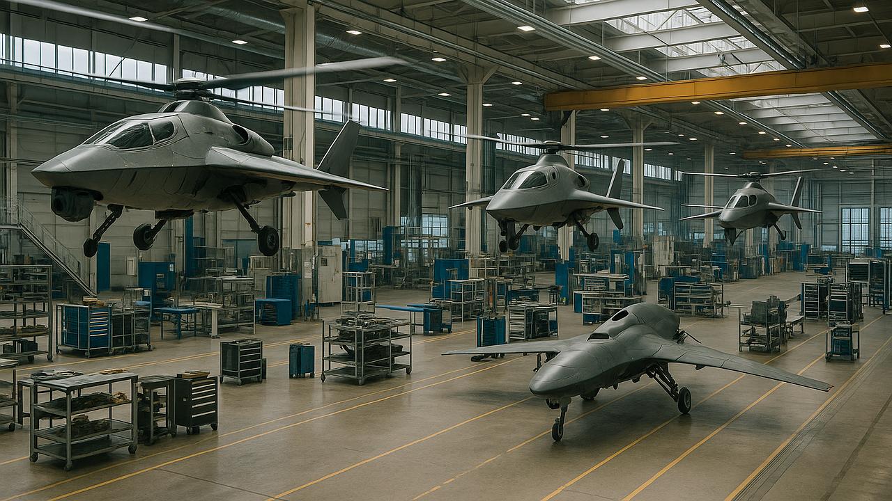 Kampfdrohnen: Moderne Kriegsführung in der Produktion (KI-generiert)