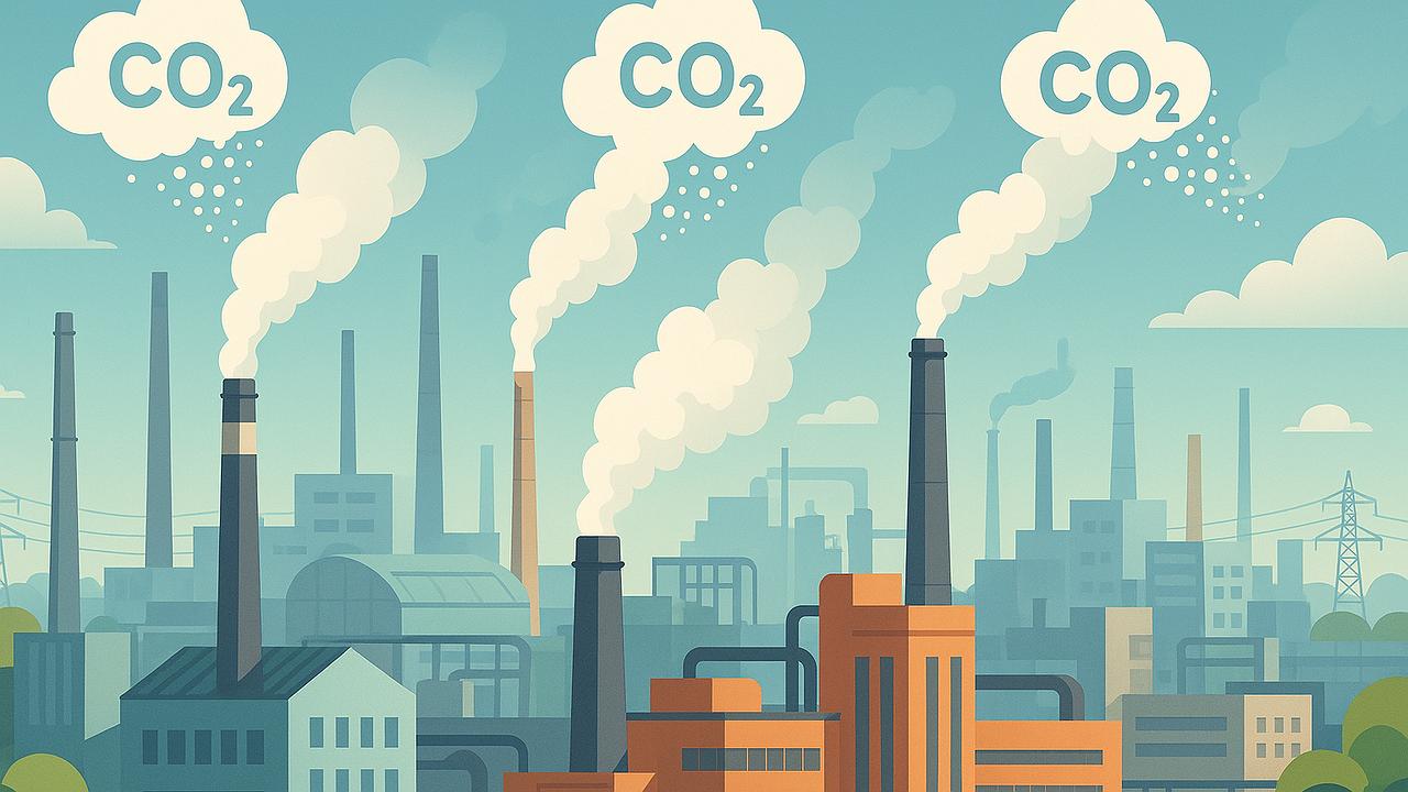 Emissionshandel: Symbolische Darstellung der CO2-Emissionen und Industrie
