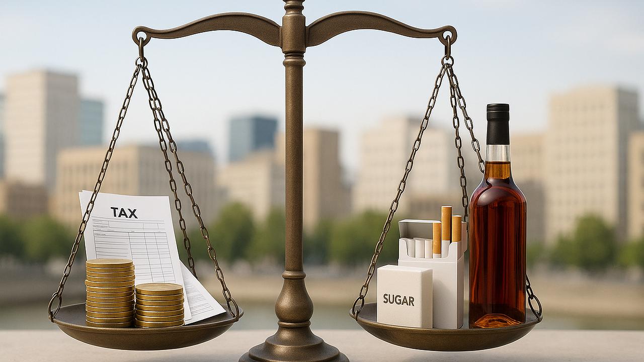 Finanzen: Symbolische Darstellung von Steuern und Neuverschuldung