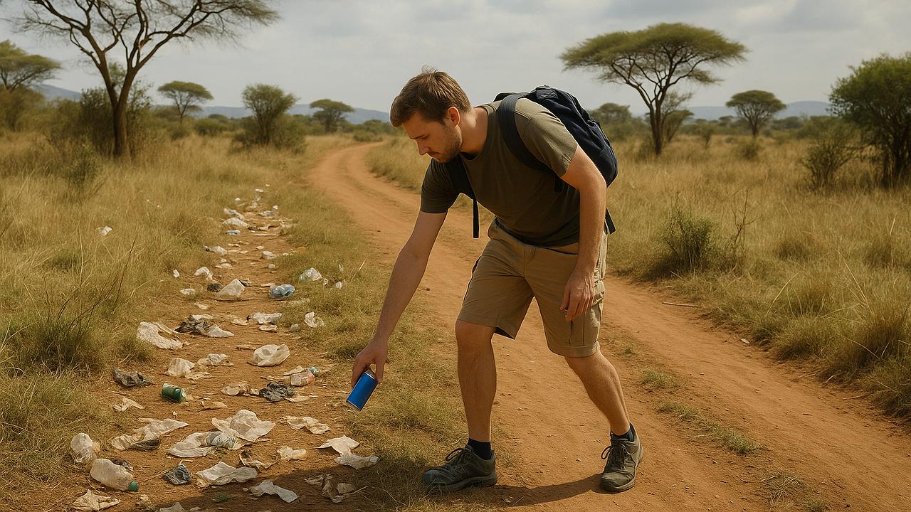 Arroganz: Symbolisches Müllsammeln in Afrika