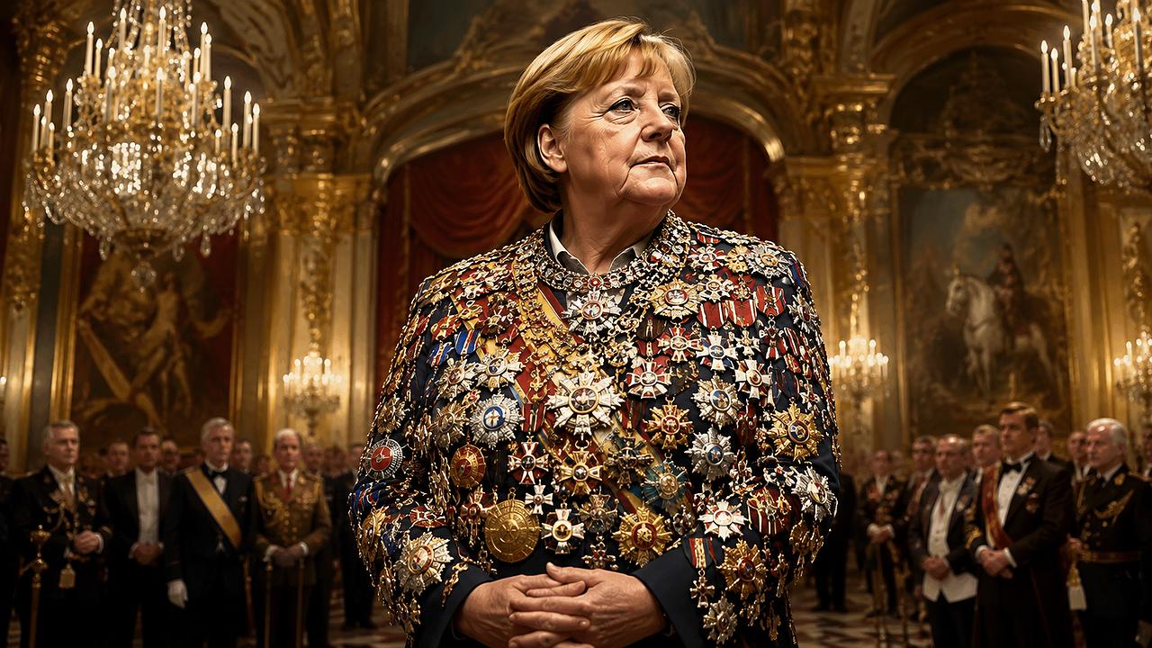 Das einzige, was sie noch stoppen kann: Wenn der Hosenanzug komplett mit Staats-Lametta zugekleistert ist.