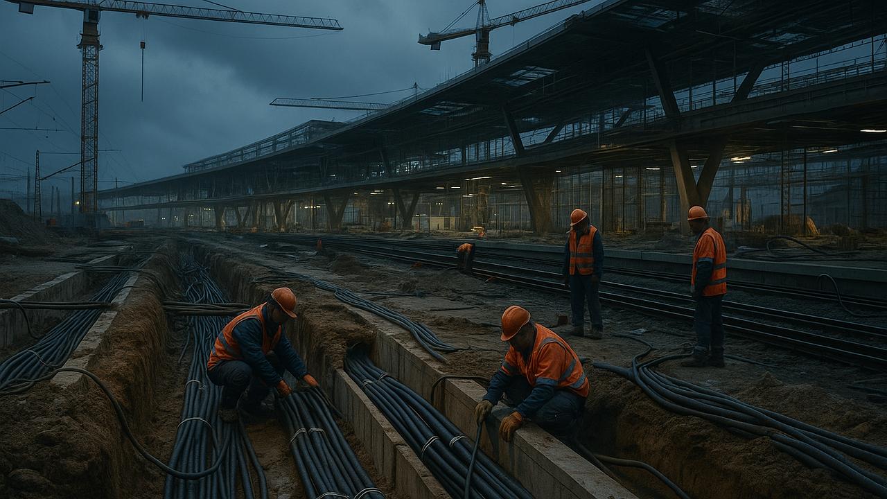 Stuttgart 21: Baustelle mit offenliegenden Kabeln