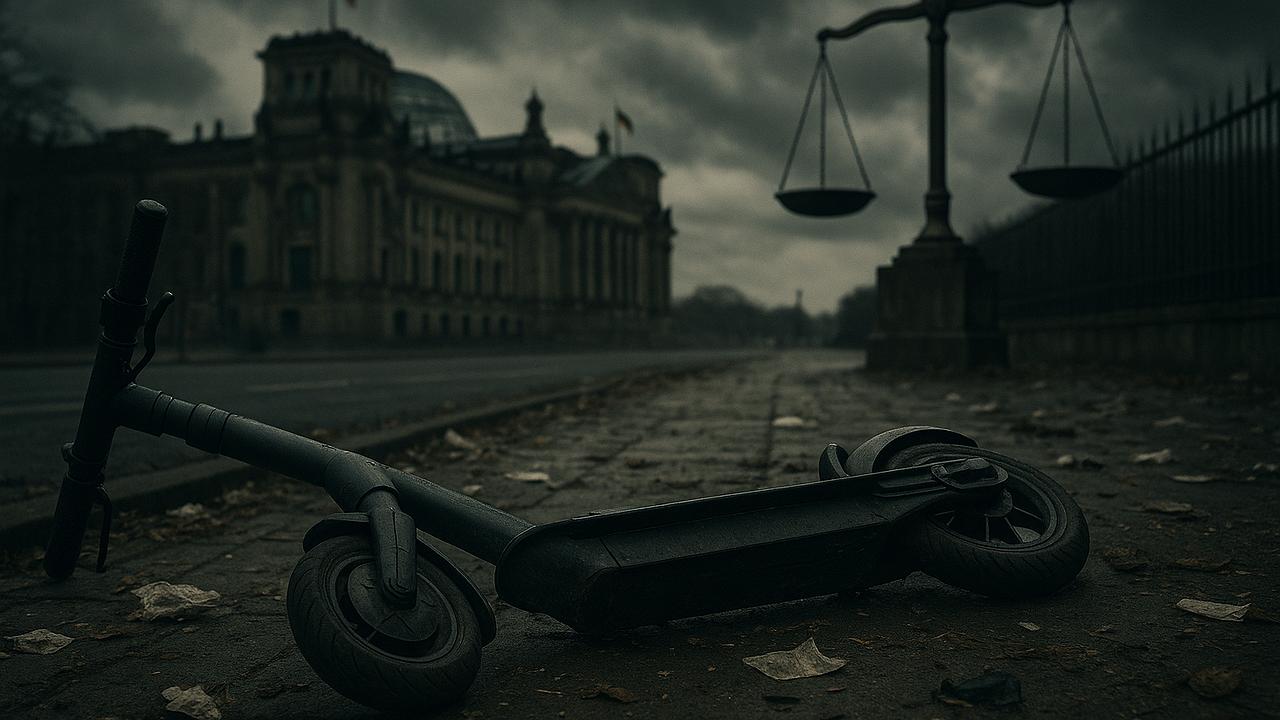 Haftung: Leih‑Scooter vor symbolischem Parlamentsgebäude