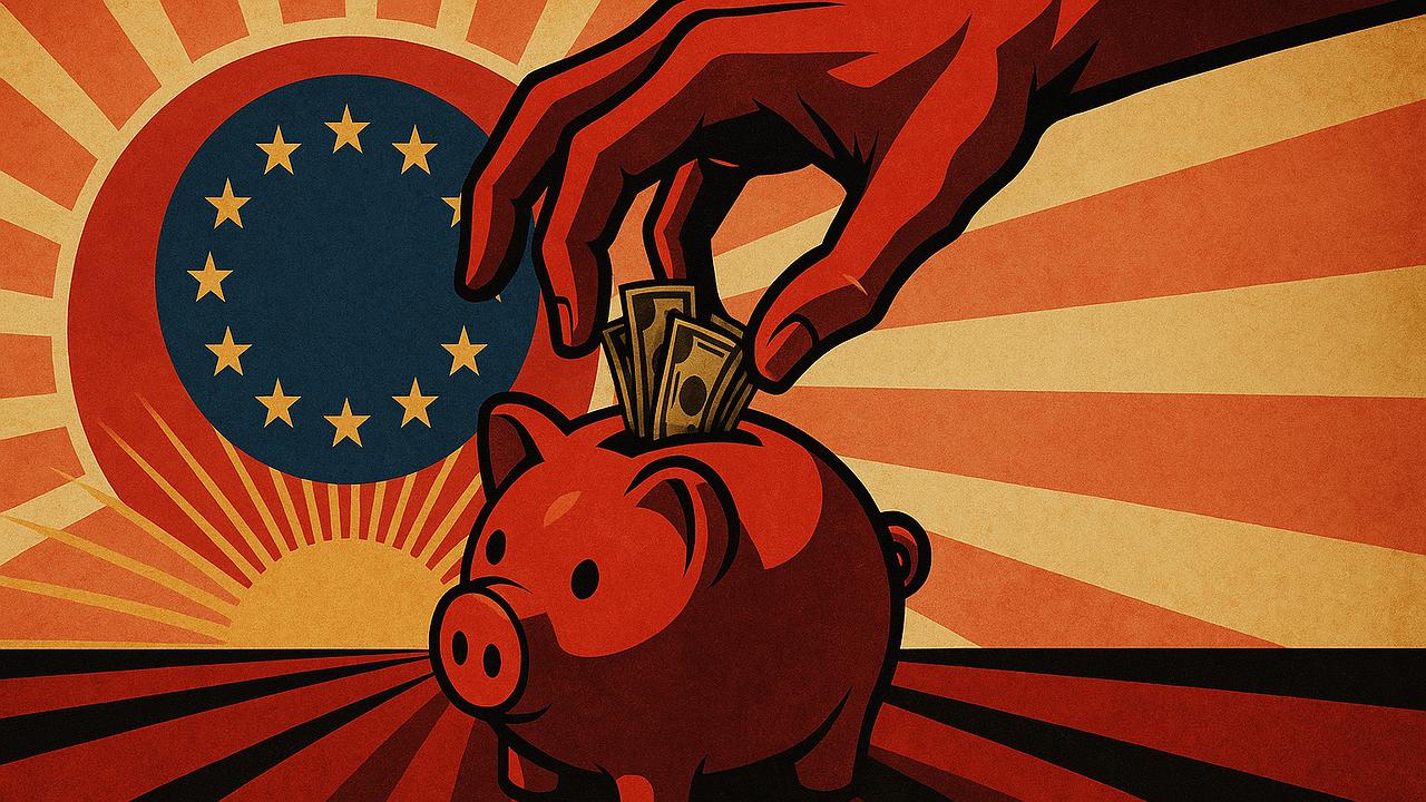 Bargeldverlust: Symbolische Darstellung von Bargeld, das in digitale Codes übergeht
