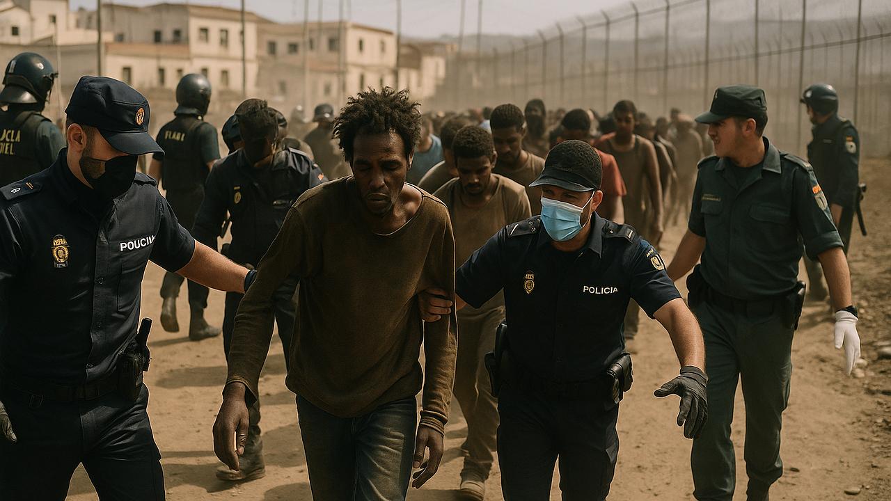 Ceuta: Beamte geleiten Migranten an der Grenze